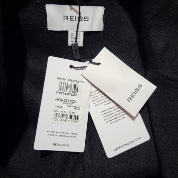 NWT Reiss Lucia Belted Wool Blend Double Breasted Coat in Black - Picture 11 of 12